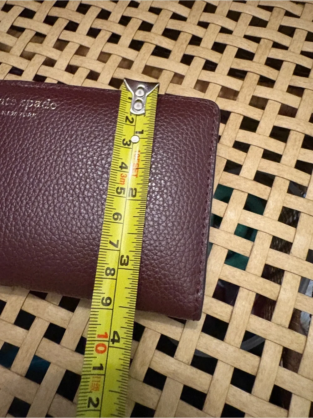 KATE Spade continental cherrywood PEBBLE LEATHER wallet designer